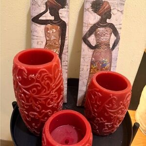 HOME DECOR Set of 3 LED Candles & wall art